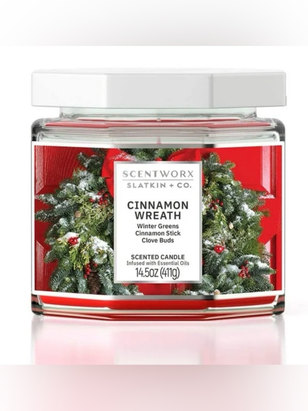 ScentWorx Slatkin + Co. Cinnamon Wreath Scented Candle - Red